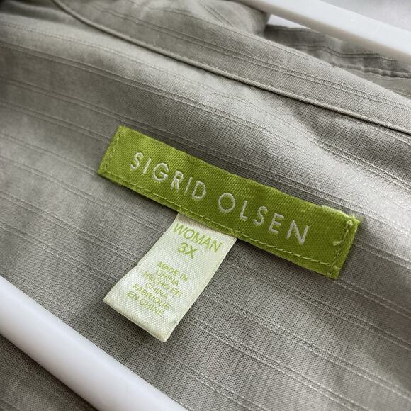 Sigrid Olsen Women's Beige 100% Cotton Button Up Shirt Size 3X Neutral Lagenlook - Picture 5 of 12